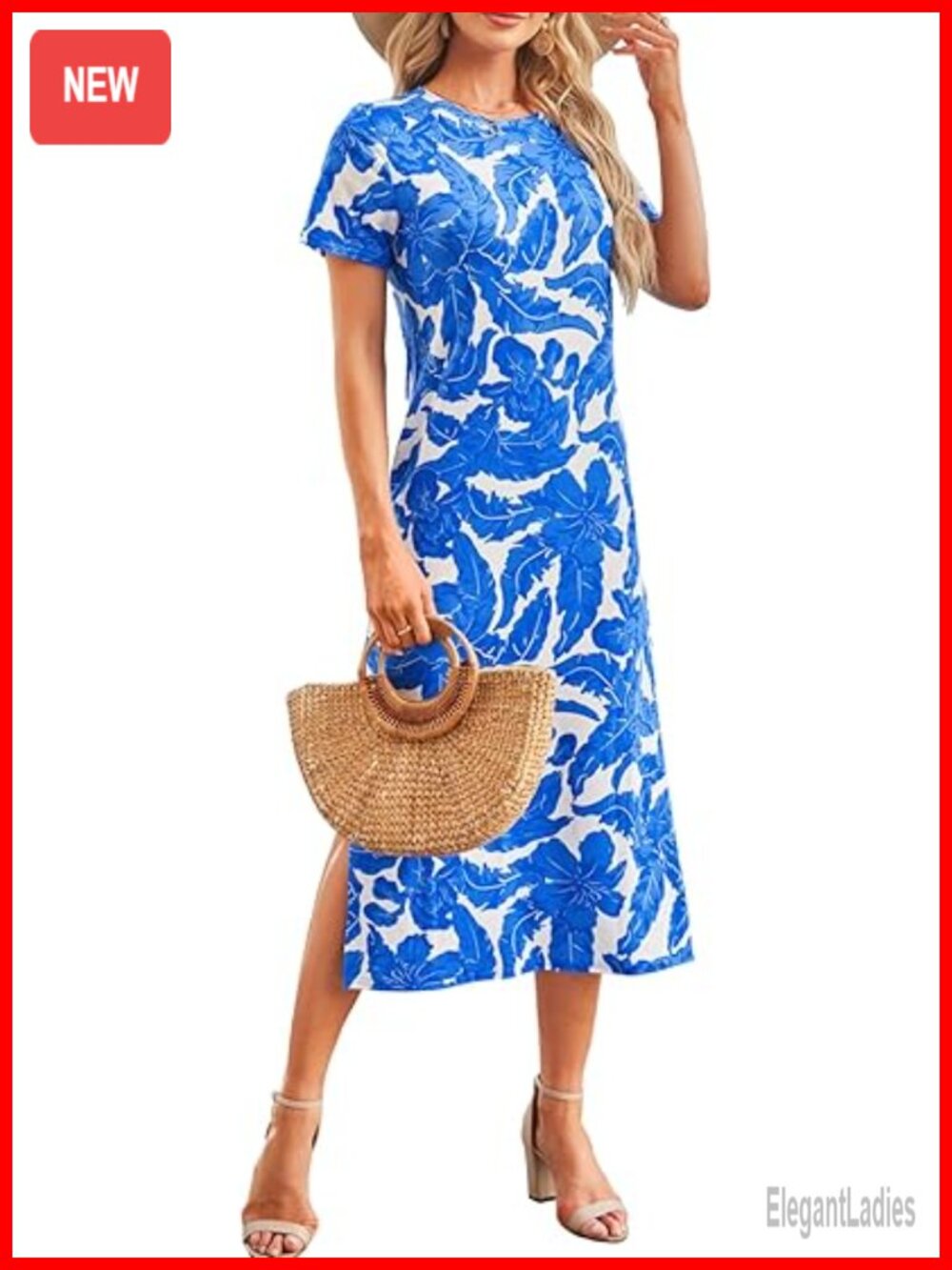 Short Sleeve Side Slit Long T Shirt Dress with Pockets Summer Beach Dress